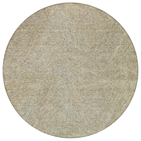 Homeroots 3' Artichoke Green And Ivory Abstract Washable Area Rug – Perfect For Indoor And Outdoor Use! 8' Round Polyester 597048