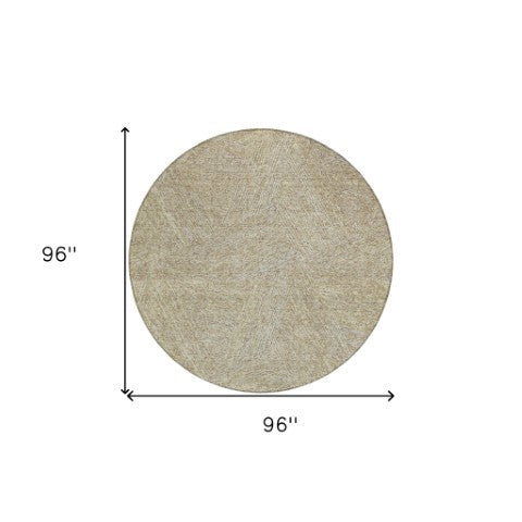 Homeroots 3' Artichoke Green And Ivory Abstract Washable Area Rug – Perfect For Indoor And Outdoor Use! 8' Round Polyester 597048