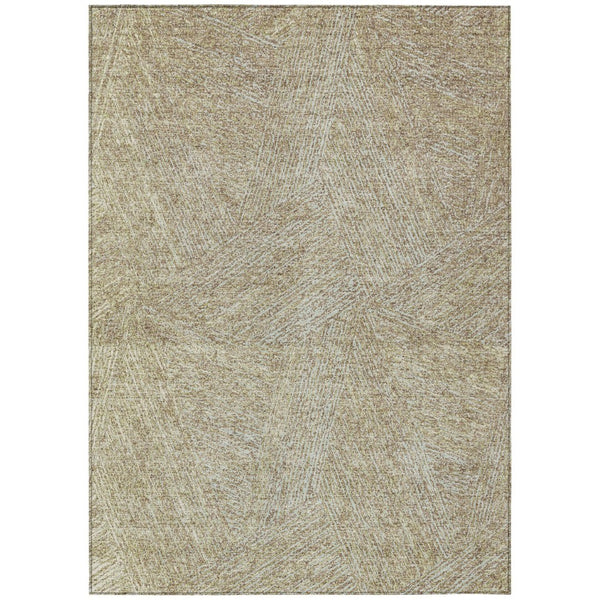 HomeRoots 5' Stylish Ivory and Brown Abstract Area Rug - Durable, Washable Design for Indoor and Outdoor Use 8' X 10' 597049