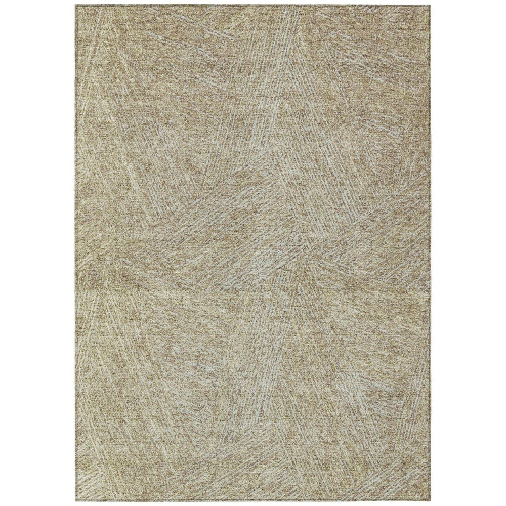 HomeRoots 9' X 12' Stylish Ivory and Brown Abstract Washable Area Rug for Indoor/Outdoor Spaces, Durable Design 597050