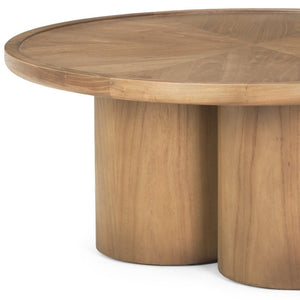 Homeroots 39" Natural Solid Wood Round Pedestal Coffee Table - Modern Design With Unique Scalloped Base   597052