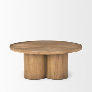 Homeroots 39" Natural Solid Wood Round Pedestal Coffee Table - Modern Design With Unique Scalloped Base   597052