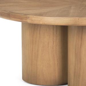 Homeroots 39" Natural Solid Wood Round Pedestal Coffee Table - Modern Design With Unique Scalloped Base   597052