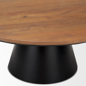 Homeroots 40" Brown And Black Round Pedestal Coffee Table - Stylish Solid Wood & Iron Design For Any Space   597053