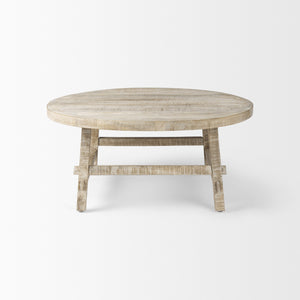 Homeroots 36" White And Natural Solid Wood Round Coffee Table - Rustic Distressed Design For Stylish Homes   597054