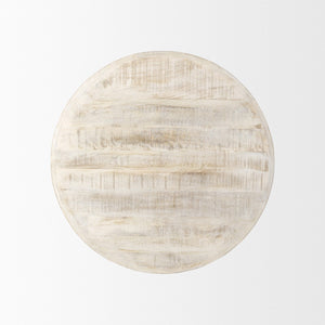 Homeroots 36" White And Natural Solid Wood Round Coffee Table - Rustic Distressed Design For Stylish Homes   597054