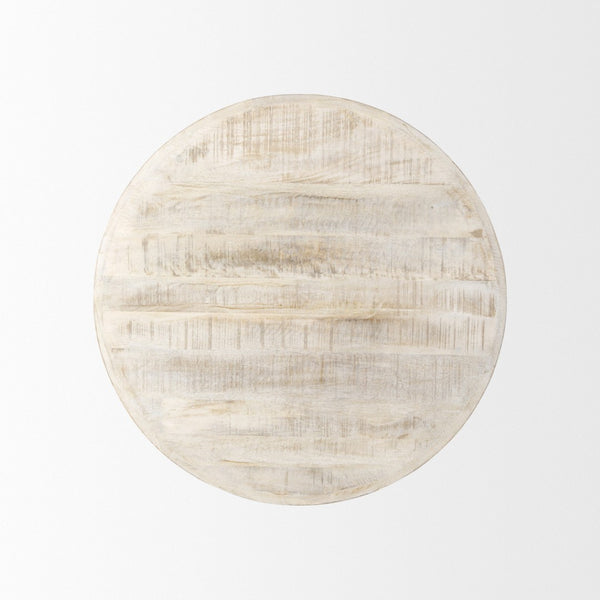 Homeroots 36" White And Natural Solid Wood Round Coffee Table - Rustic Distressed Design For Stylish Homes   597054
