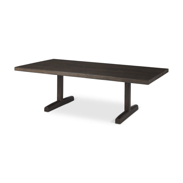 HomeRoots 55" Dark Brown Solid Wood Coffee Table - Elegant Double Pedestal Design for Modern Living Spaces 597055