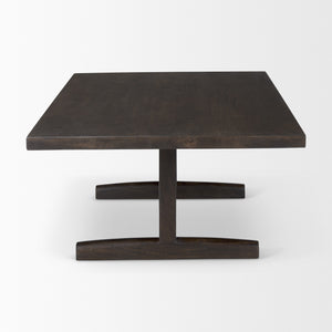 Homeroots 55" Solid Wood Double Pedestal Coffee Table - Stylish Dark Brown Design For Living Room & Office   597055