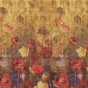 Homeroots 3' Captivating Gold Red And Brown Floral Washable Area Rug For Indoor And Outdoor Spaces 3' X 5' Polyester 597056