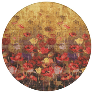 HomeRoots 5' Timeless Floral Elegance Area Rug for Indoor & Outdoor Use - Durable, Washable & Stylish Design 8' Round 597059