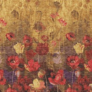 Homeroots 3' Captivating Gold Red And Brown Floral Washable Area Rug For Indoor And Outdoor Spaces 9' X 12' Polyester 597061