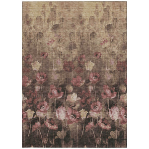 Homeroots 3' Captivating Gold Red And Brown Floral Washable Area Rug For Indoor And Outdoor Spaces 3' X 5' Polyester 597063