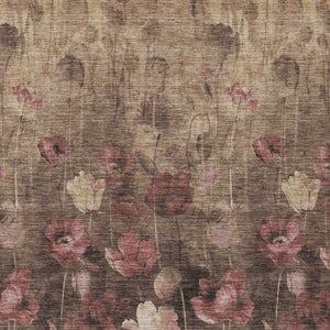 Homeroots 3' Captivating Gold Red And Brown Floral Washable Area Rug For Indoor And Outdoor Spaces 8' X 10' Polyester 597066