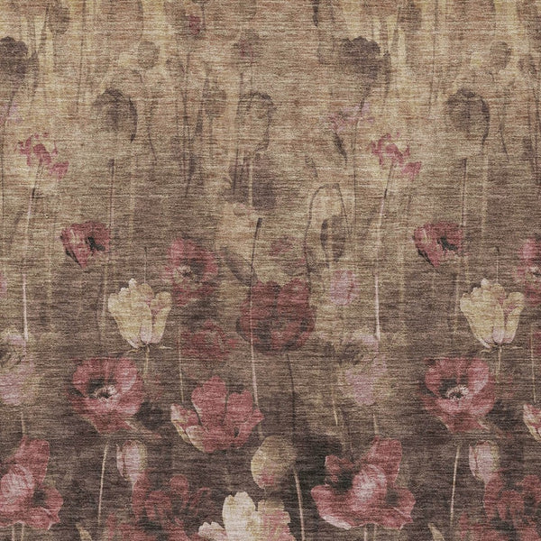 Homeroots 3' Captivating Gold Red And Brown Floral Washable Area Rug For Indoor And Outdoor Spaces 10' X 14' Polyester 597068