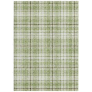 Homeroots 3' Stylish Artichoke Green Brown And Ivory Plaid Washable Area Rug For Indoor And Outdoor Use 3' X 5' Polyester 597069