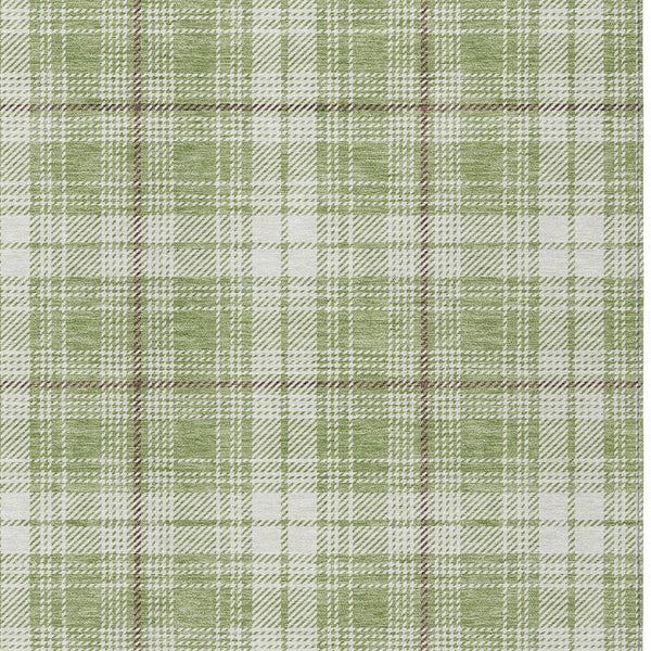 Homeroots 3' Stylish Artichoke Green Brown And Ivory Plaid Washable Area Rug For Indoor And Outdoor Use 3' X 5' Polyester 597069