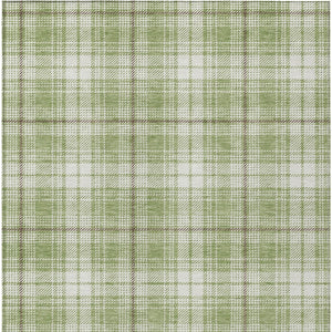 Homeroots 3' Stylish Artichoke Green Brown And Ivory Plaid Washable Area Rug For Indoor And Outdoor Use 8' X 10' Polyester 597072