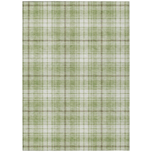 HomeRoots 5' Timeless Plaid Area Rug in Artichoke Green, Brown & Ivory - Durable, Washable for Indoor/Outdoor Use 8' X 10' 597072