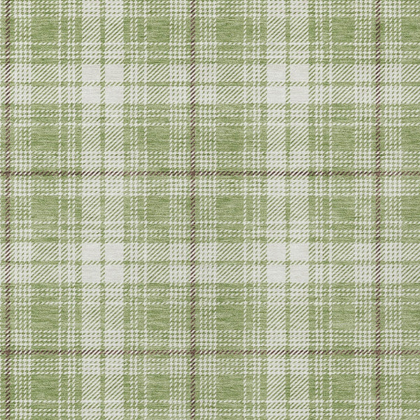 Homeroots 3' Stylish Artichoke Green Brown And Ivory Plaid Washable Area Rug For Indoor And Outdoor Use 8' X 10' Polyester 597072