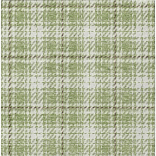 Homeroots 3' Stylish Artichoke Green Brown And Ivory Plaid Washable Area Rug For Indoor And Outdoor Use 9' X 12' Polyester 597073