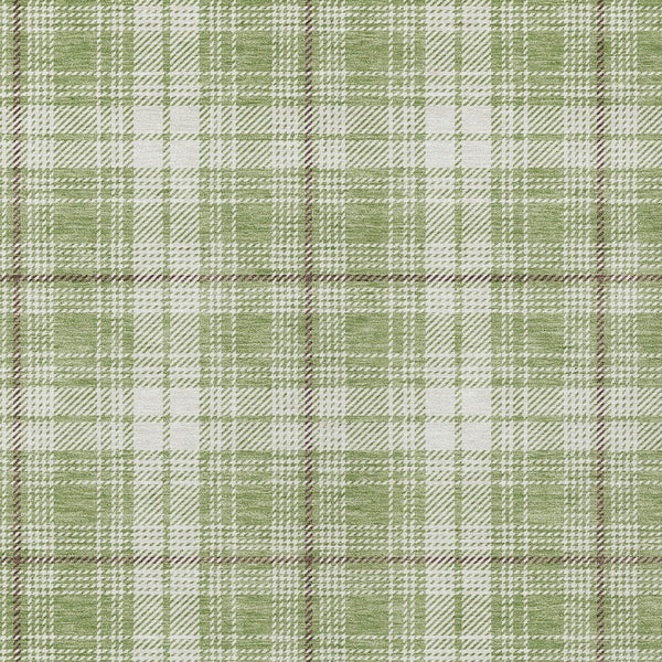 Homeroots 3' Stylish Artichoke Green Brown And Ivory Plaid Washable Area Rug For Indoor And Outdoor Use 9' X 12' Polyester 597073