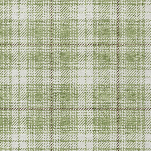 Homeroots 3' Stylish Artichoke Green Brown And Ivory Plaid Washable Area Rug For Indoor And Outdoor Use 10' X 14' Polyester 597074
