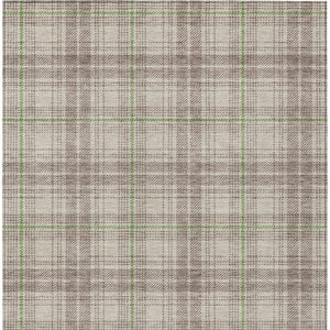 Homeroots 3' Stylish Artichoke Green Brown And Ivory Plaid Washable Area Rug For Indoor And Outdoor Use 3' X 5' Polyester 597075