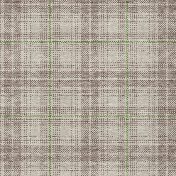 Homeroots 3' Stylish Artichoke Green Brown And Ivory Plaid Washable Area Rug For Indoor And Outdoor Use 5' X 8' Polyester 597076