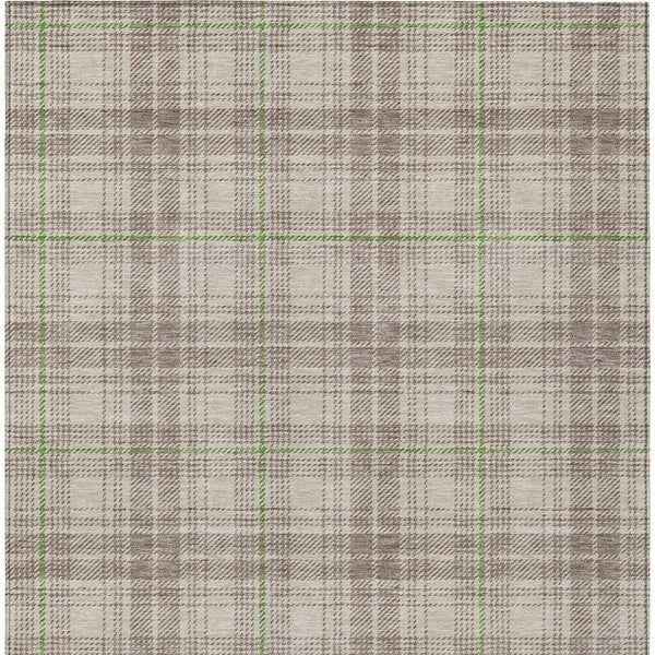 Homeroots 3' Stylish Artichoke Green Brown And Ivory Plaid Washable Area Rug For Indoor And Outdoor Use 8' X 10' Polyester 597078