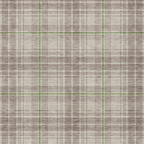 Homeroots 3' Stylish Artichoke Green Brown And Ivory Plaid Washable Area Rug For Indoor And Outdoor Use 10' X 14' Polyester 597080