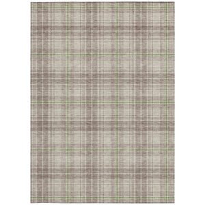Homeroots 3' Stylish Artichoke Green Brown And Ivory Plaid Washable Area Rug For Indoor And Outdoor Use 10' X 14' Polyester 597080