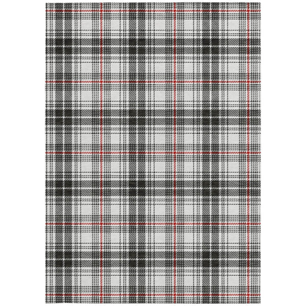 Homeroots 3' Stylish Artichoke Green Brown And Ivory Plaid Washable Area Rug For Indoor And Outdoor Use 3' X 5' Polyester 597081