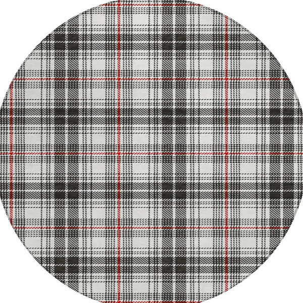 Homeroots 3' Stylish Artichoke Green Brown And Ivory Plaid Washable Area Rug For Indoor And Outdoor Use 8' Round Polyester 597083