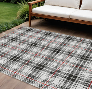 Homeroots 3' Stylish Artichoke Green Brown And Ivory Plaid Washable Area Rug For Indoor And Outdoor Use 8' X 10' Polyester 597084