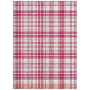 Homeroots 3' Stylish Artichoke Green Brown And Ivory Plaid Washable Area Rug For Indoor And Outdoor Use 3' X 5' Polyester 597087