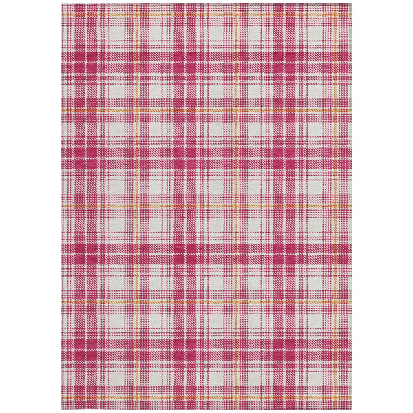 Homeroots 3' Stylish Artichoke Green Brown And Ivory Plaid Washable Area Rug For Indoor And Outdoor Use 3' X 5' Polyester 597087