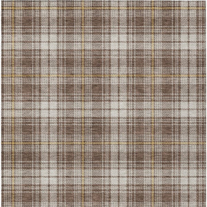 Homeroots 3' Stylish Artichoke Green Brown And Ivory Plaid Washable Area Rug For Indoor And Outdoor Use 5' X 8' Polyester 597094
