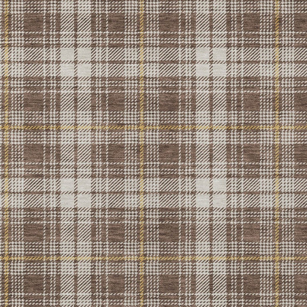 Homeroots 3' Stylish Artichoke Green Brown And Ivory Plaid Washable Area Rug For Indoor And Outdoor Use 8' X 10' Polyester 597096