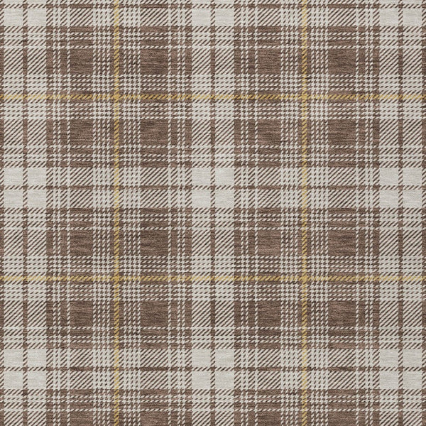 Homeroots 3' Stylish Artichoke Green Brown And Ivory Plaid Washable Area Rug For Indoor And Outdoor Use 9' X 12' Polyester 597097