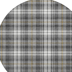Homeroots 3' Stylish Artichoke Green Brown And Ivory Plaid Washable Area Rug For Indoor And Outdoor Use 8' Round Polyester 597101