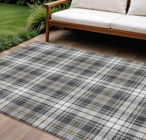 Homeroots 3' Stylish Artichoke Green Brown And Ivory Plaid Washable Area Rug For Indoor And Outdoor Use 9' X 12' Polyester 597103