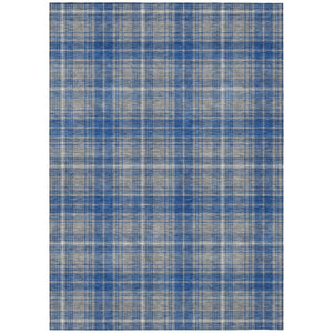 HomeRoots 5' Gray-Blue and Ivory Plaid Area Rug - Durable, Washable Design for Indoor and Outdoor Use 5' X 8' 597106