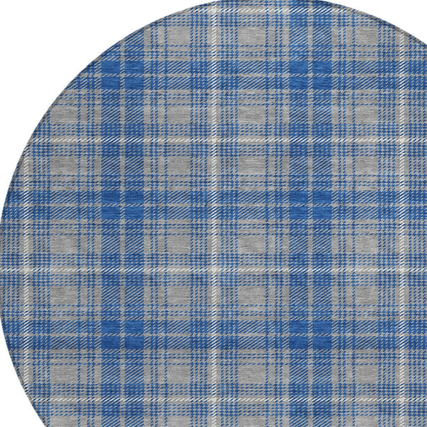 Homeroots 3' Stylish Artichoke Green Brown And Ivory Plaid Washable Area Rug For Indoor And Outdoor Use 8' Round Polyester 597107