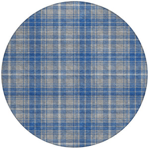 Homeroots 3' Stylish Artichoke Green Brown And Ivory Plaid Washable Area Rug For Indoor And Outdoor Use 8' Round Polyester 597107