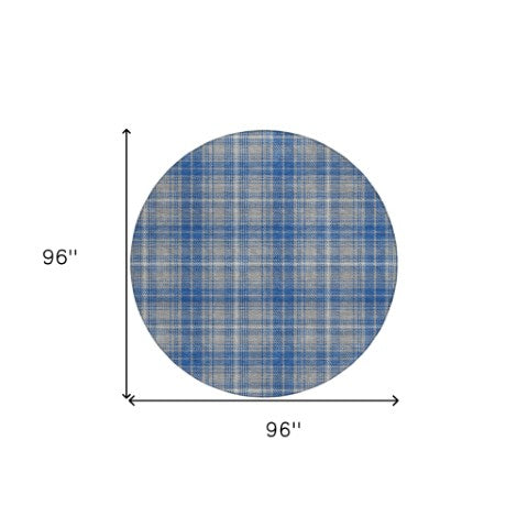 Homeroots 3' Stylish Artichoke Green Brown And Ivory Plaid Washable Area Rug For Indoor And Outdoor Use 8' Round Polyester 597107