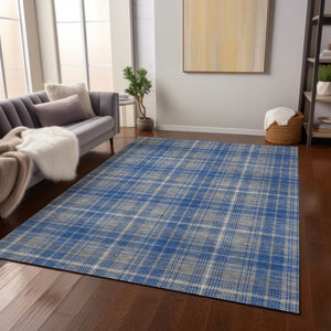 Homeroots 3' Stylish Artichoke Green Brown And Ivory Plaid Washable Area Rug For Indoor And Outdoor Use 8' X 10' Polyester 597108