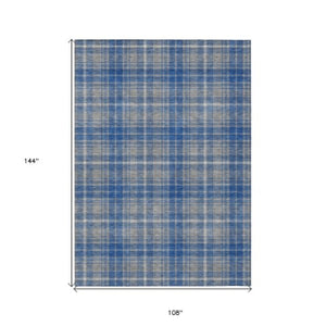 Homeroots 3' Stylish Artichoke Green Brown And Ivory Plaid Washable Area Rug For Indoor And Outdoor Use 9' X 12' Polyester 597109