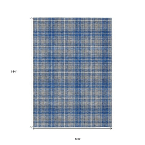 Homeroots 3' Stylish Artichoke Green Brown And Ivory Plaid Washable Area Rug For Indoor And Outdoor Use 9' X 12' Polyester 597109