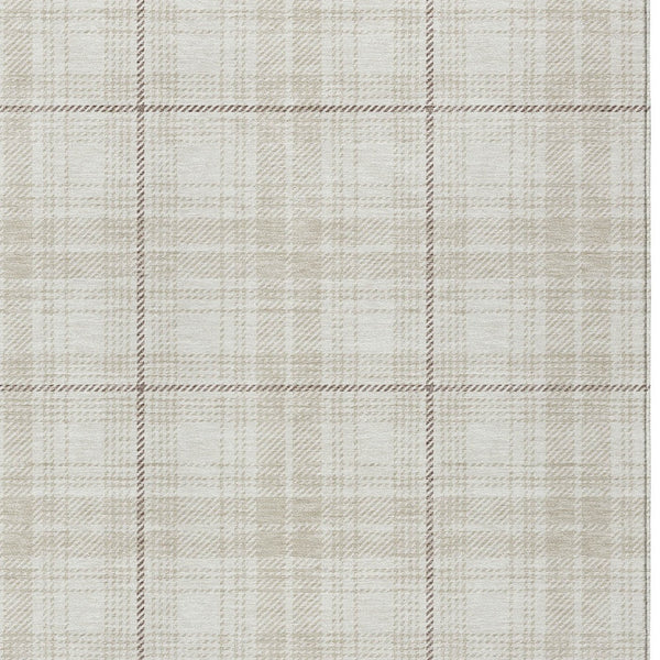 Homeroots 3' Stylish Artichoke Green Brown And Ivory Plaid Washable Area Rug For Indoor And Outdoor Use 8' X 10' Polyester 597114